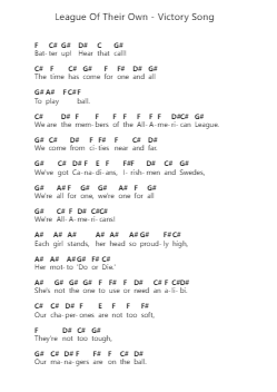 League Of Their Own - Victory Song Piano letter notes by Misc Soundtrack - Arr.Borglass
