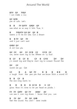 Around The World Piano letter notes by Mr. Big - Arr.Hooters Xenie