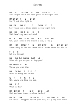 Secrets पियानो पत्र नोट्स द्वारा State Champs - Arr.Brownemeg