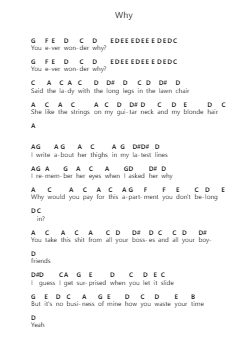 Why Piano letter notes by Dominic Fike - Arr.Pumens Faulkgrant
