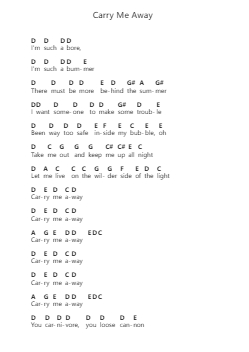 Carry Me Away Piano letter notes by John Mayer - Arr.Handre Raekiel