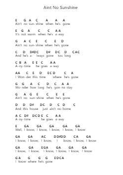 Aint No Sunshine Piano letter notes by Eva Cassidy - Arr.Montbrook