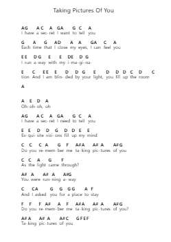 Taking Pictures Of You Piano letter notes by The Kooks - Arr.Keatssoll
