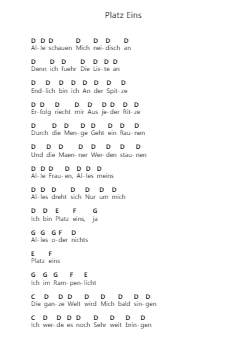 Platz Eins Piano letter notes by Lindemann - Arr.Gisbey Gregbins
