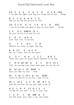 Good Old Fashioned Lover Boy ピアノの音符 by Queen - Arr.Leaglan Piersmar
