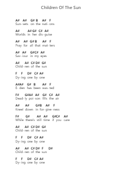 Children Of The Sun पियानो पत्र नोट्स द्वारा Judas Priest - Arr.Hores