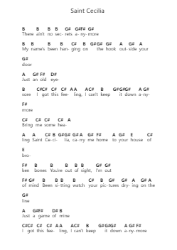 Saint Cecilia Catatan huruf piano oleh Foo Fighters - Arr.Georpir Manback