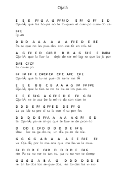 Ojalá Nota surat piano oleh Silvio Rodríguez - Arr.Feleste Johnren
