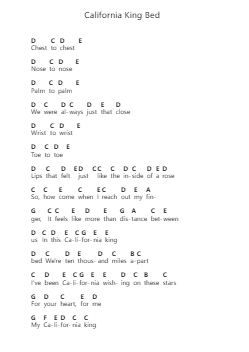 California King Bed Piano letter noten van Rihanna - Arr.Toddgail
