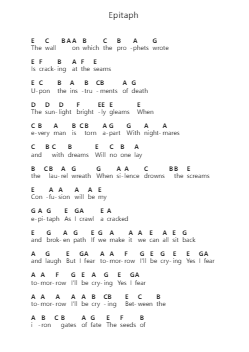 Epitaph Piano letter notes by King Crimson - Arr.Jannuel Graceche