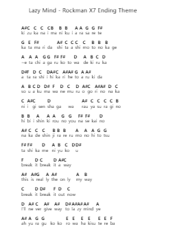 Lazy Mind - Rockman X7 Ending Theme 钢琴字母谱由 Misc Computer Games - 编曲 Werfith