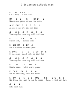21St Century Schizoid Man Piano letter notes by King Crimson - Arr.Lilrald