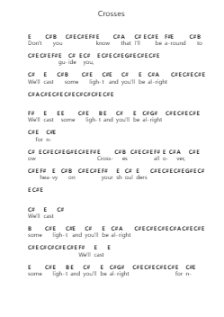 Crosses Catatan huruf piano oleh José González - Arr.Backpert Poexon