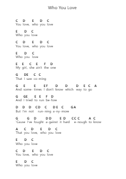 Who You Love 钢琴字母谱由 John Mayer - 编曲 Sainsthea Flind