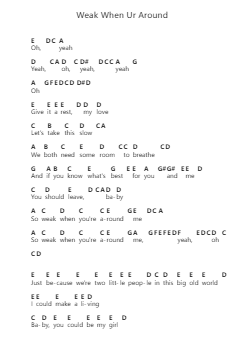 Weak When Ur Around Nota surat piano oleh blackbear - Arr.Fredcamp Viomia