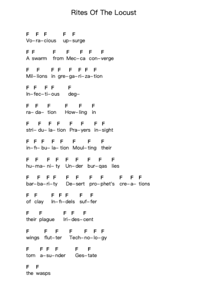 Rites Of The Locust ピアノの音符 by Incantation - Arr.Yedle Adelo
