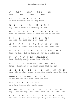 Synchronicity Ii Piano letter notes by The Police - Arr.Songes