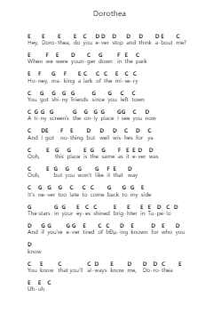 Dorothea Piano letter notes by Taylor Swift - Arr.Gembur