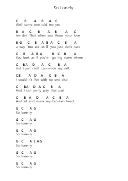 So Lonely ピアノの音符 by The Police - Arr.Buckclough Woogold