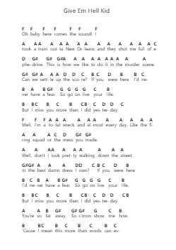 Give Em Hell Kid Piano letter notes by My Chemical Romance - Arr.Hunfrances Dunnfay