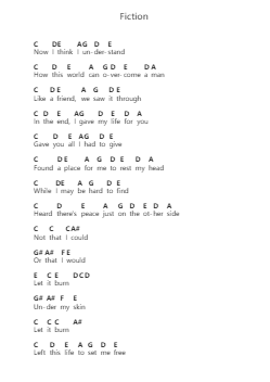 Fiction 鋼琴字母譜由 Avenged Sevenfold - 編曲 Joannes Nohan