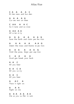 Atlas Rise Piano letter notes by Metallica - Arr.Jeamesqy