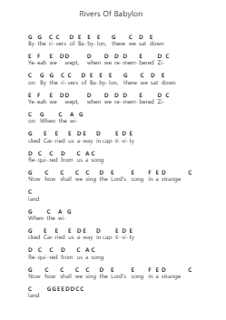 Rivers Of Babylon โน้ตตัวอักษรเปียโนโดย Boney M. - Arr.Forsmy