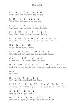 You And I Piano letter notes by Ingrid Michaelson - Arr.Uppold Bruckey