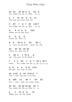 Dizzy Miss Lizzy Notes de lettres de piano par The Beatles - Arr.Churkiel Uliam