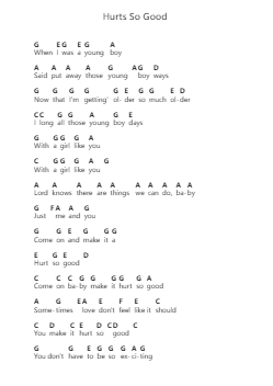 Hurts So Good ピアノの音符 by John Mellencamp - Arr.Mattvey Chilrick