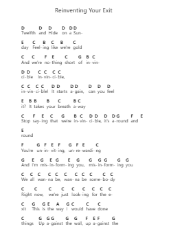Reinventing Your Exit Notas de piano en letras por Underoath - Arr.Janedo