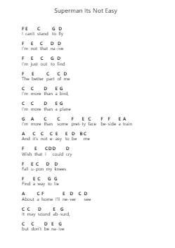 Superman Its Not Easy Nota surat piano oleh Five for Fighting - Arr.Spenvice