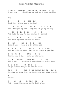 Rock And Roll Madonna Piano letter notes by Elton John - Arr.Lawwald
