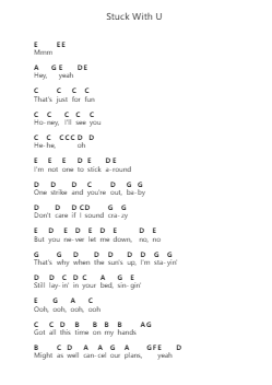 Stuck With U Catatan huruf piano oleh Ariana Grande - Arr.Atwright
