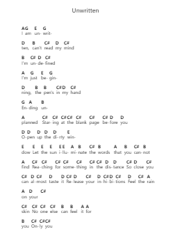 Unwritten Catatan huruf piano oleh Natasha Bedingfield - Arr.Keatssoll