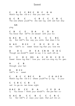 Sweet पियानो पत्र नोट्स द्वारा Cigarettes After Sex - Arr.O'Neilgrey
