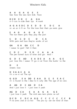 Western Kids Piano letter notes by Hippo Campus - Arr.Ausdam Pukin