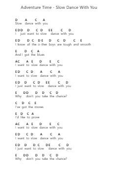 Adventure Time - Slow Dance With You Ghi chú đàn piano bởi Misc Cartoons - Arr.Fastjean