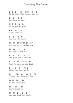 Surviving The Game Piano letter notes by Skillet - Arr.Norgiles