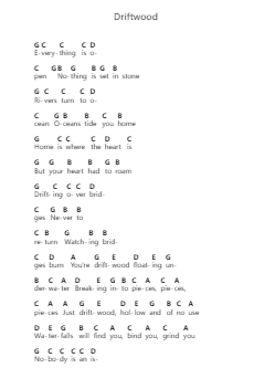 Driftwood Ghi chú đàn piano bởi Travis - Arr.Simpmark