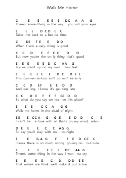 Walk Me Home Piano letter notes by P!nk - Arr.Crylip