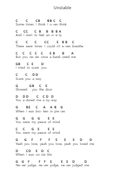 Unstable ピアノの音符 by Justin Bieber - Arr.Readerae