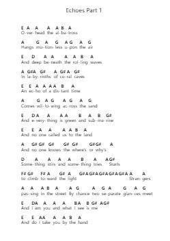 Echoes Part 1 โน้ตตัวอักษรเปียโนโดย Pink Floyd - Arr.Thonoah Brasam