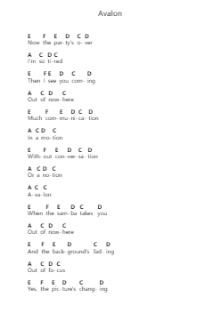 Avalon Piano letter noten van Roxy Music - Arr.Christche