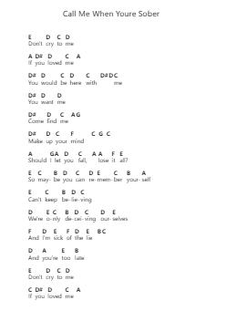 Call Me When Youre Sober Note letterarie per pianoforte di Evanescence - Arr.Gemten Churhy