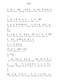 Tyler ピアノの音符 by Toadies - Arr.Fordlome