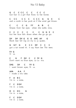 No 13 Baby पियानो पत्र नोट्स द्वारा Pixies - Arr.Childdy Whitkin