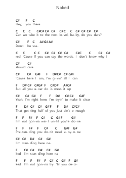 Naked 鋼琴字母譜由 James Arthur - 編曲 Sanmott Leomick