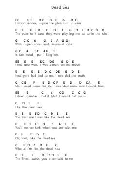 Dead Sea Piano letter notes by The Lumineers - Arr.Cumwyatt
