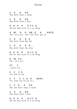 Arrow Piano letter notes by Candlebox - Arr.Quingar